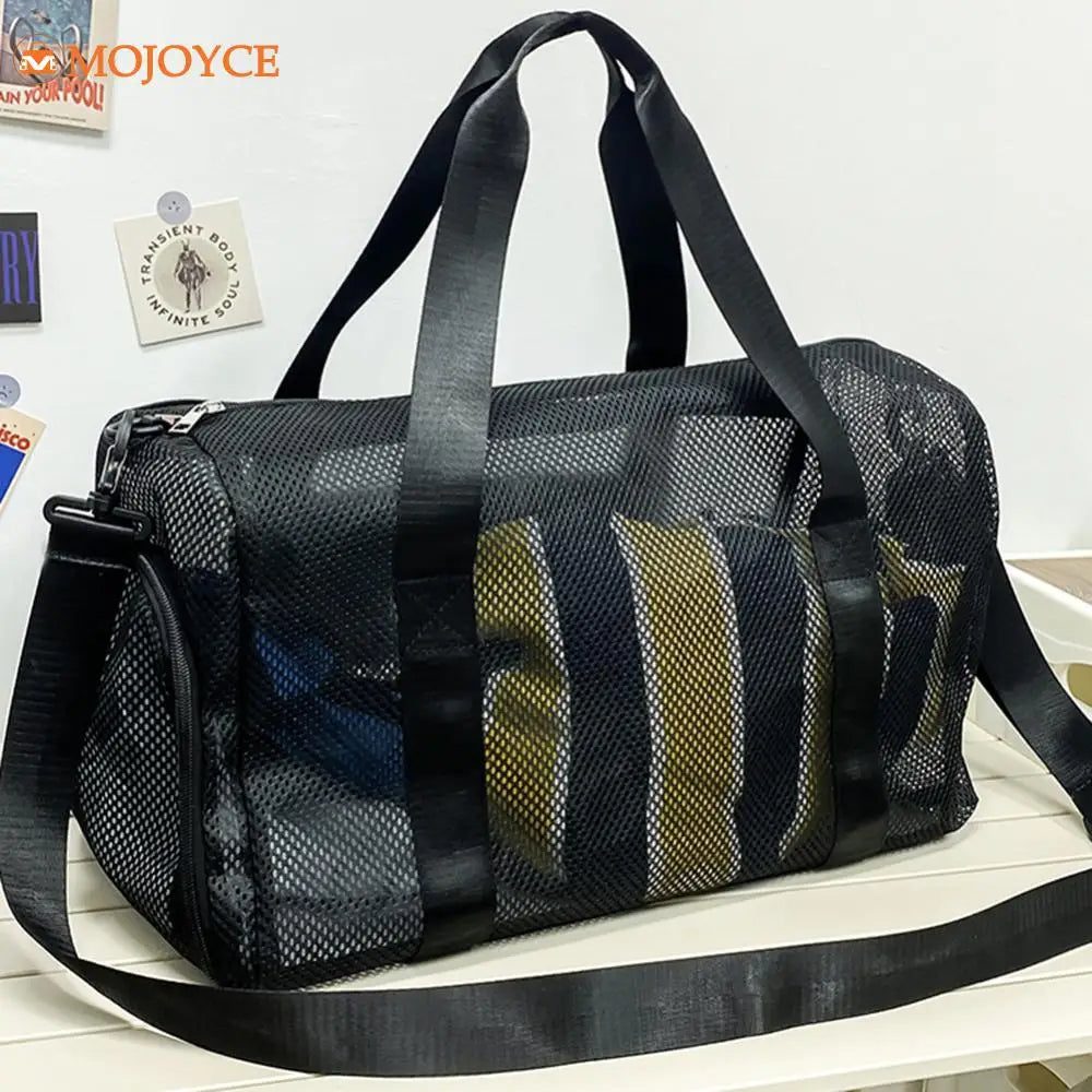 Mesh Travel Duffle Bag Gym Sports Bag with Shoe Compartment Luggage Bag