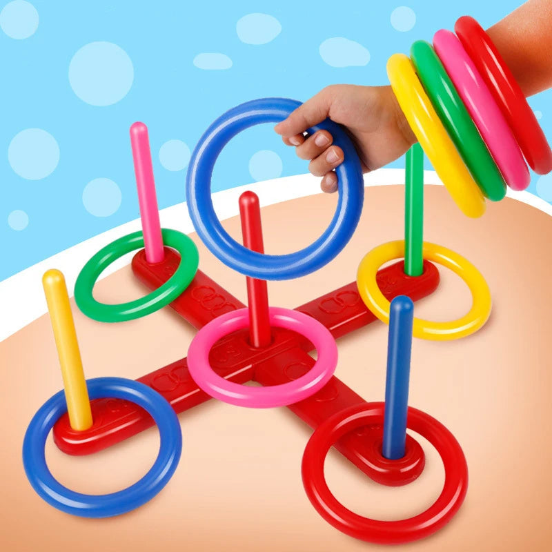 Children Ferrule Toys Cross 5Rings Throwing Loop Puzzle Body Building Parent-child Interaction Plastic Throwing Ring TMZ